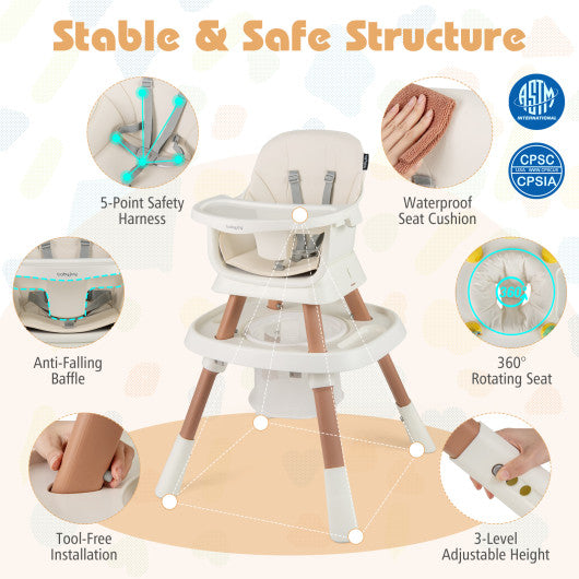 16-in-1 Baby High Chair with Activity Center and Booster Seat for Babies and Toddlers-White