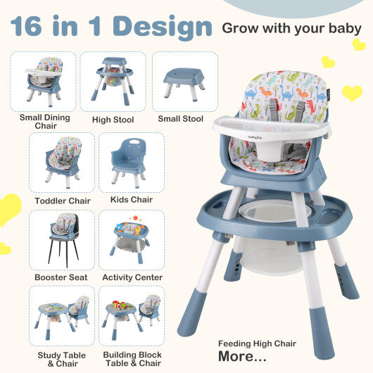 16-in-1 Baby High Chair with Activity Center and Booster Seat for Babies and Toddlers-Celadon