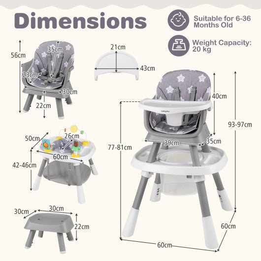 16-in-1 Baby High Chair with Activity Center and Booster Seat for Babies and Toddlers-Grey