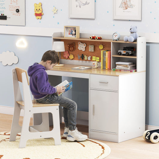 Kids Study Desk and Chair Set Student Table and Chair-Natural