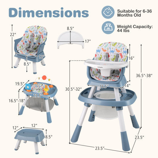 16-in-1 Baby High Chair with Activity Center and Booster Seat for Babies and Toddlers-Celadon