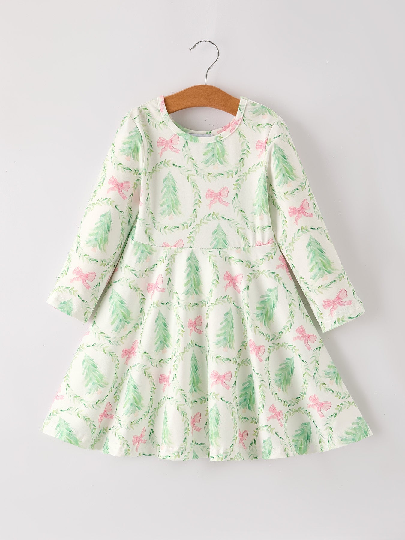 Festive Christmas Tree & Wreath Girls Dress