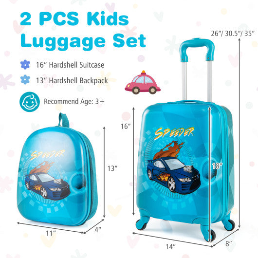 2 PCS Kid Luggage Set With Spinner Wheels for Children Boys Girls-Navy