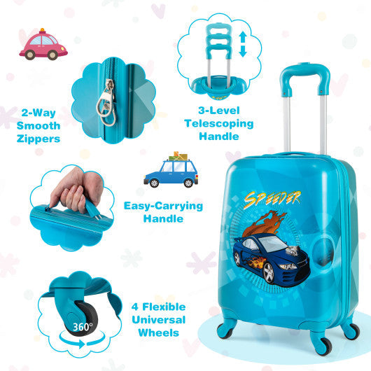 2 PCS Kid Luggage Set With Spinner Wheels for Children Boys Girls-Navy