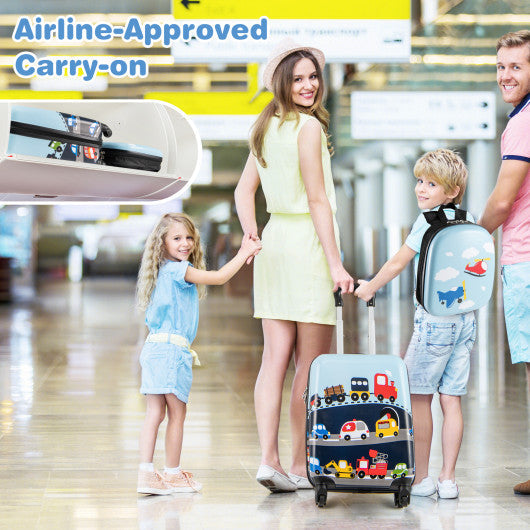 2 PCS Kid Luggage Set With Spinner Wheels for Children Boys Girls-Dark Blue