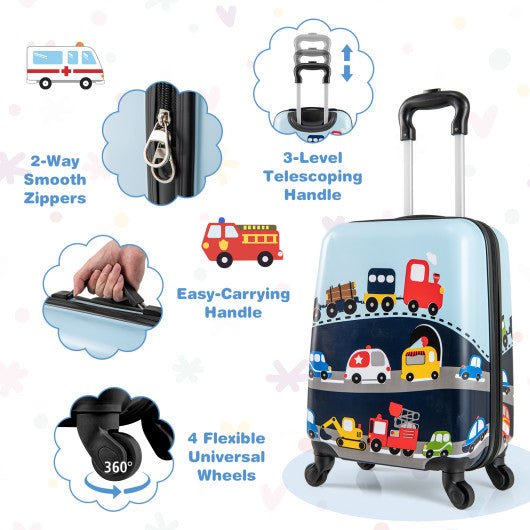 2 PCS Kid Luggage Set With Spinner Wheels for Children Boys Girls-Dark Blue