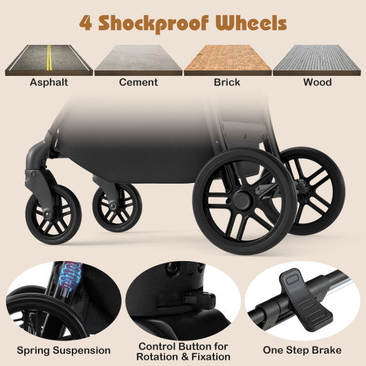 2-in-1 Baby Stroller with Bassinet Mode and Reversible Seat-Black