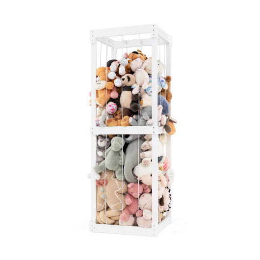 300L Large Stuffed Animal Storage with Open Top and Elastic Cords-White