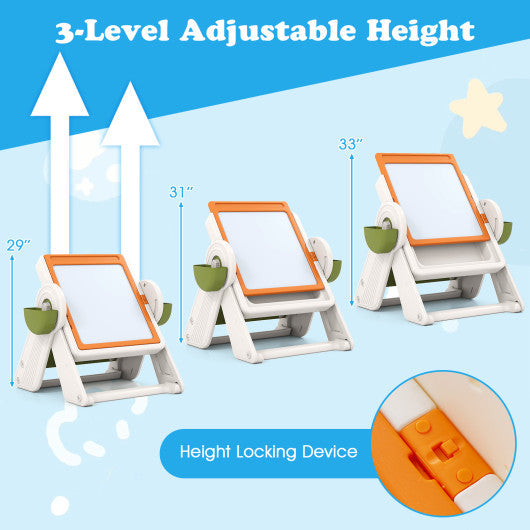 6-in-1 Multi-activity Children Table and Chair Set Folding Art Easel Set-Orange