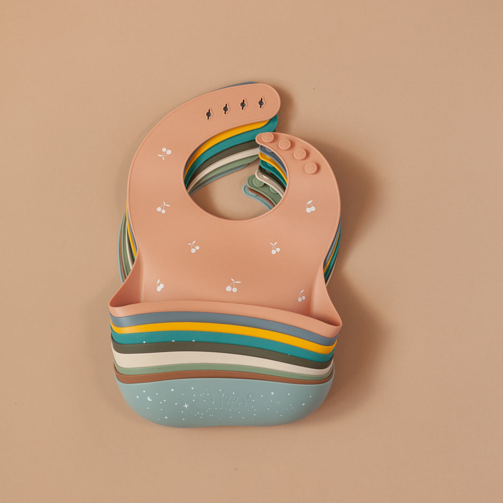 Baby Silicone Bib (Muted Pink Cherry)