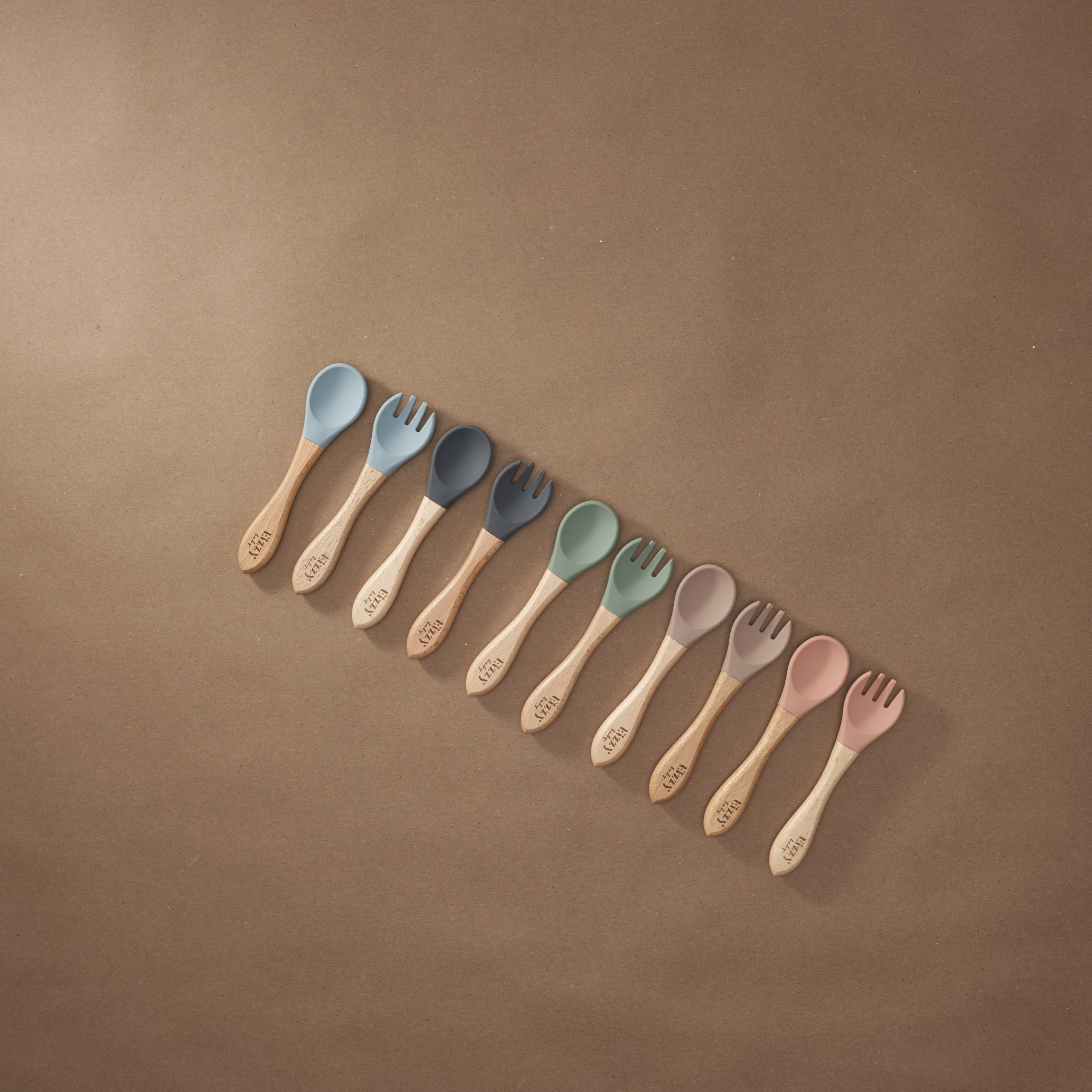 Bamboo Spoon and Fork Set (Muted Pink)