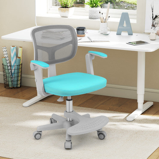 Kids Desk Chair Children Study Chair with Adjustable Height Armrest and Footrest-Green