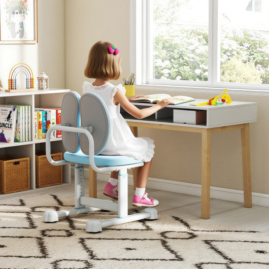 Kids Desk Chair Children Study Chair with Double Back Support and Adjustable Height-Blue
