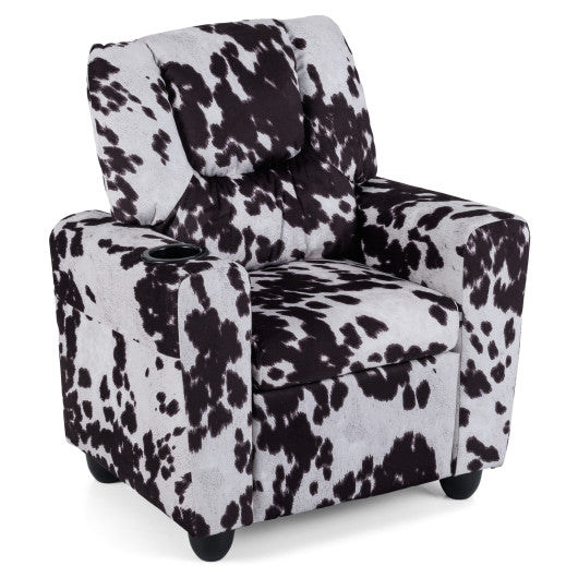 Kids Recliner Chair Push Back Toddler Reclining Armchair with Cup Holder-White