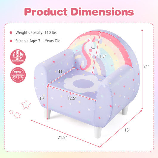 Kids Sofa with Breathable Spandex Fabric and High-density Sponge Filling for Boys and Girls-Purple