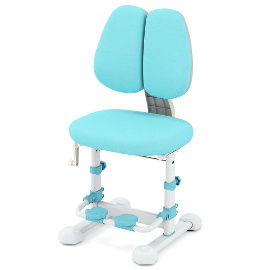 Kids Study Chair with Adjustable Double Backrest and Footrest-Blue