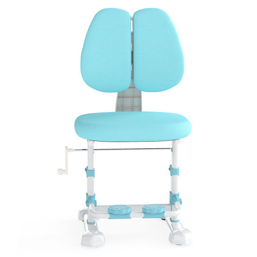 Kids Study Chair with Adjustable Double Backrest and Footrest-Blue