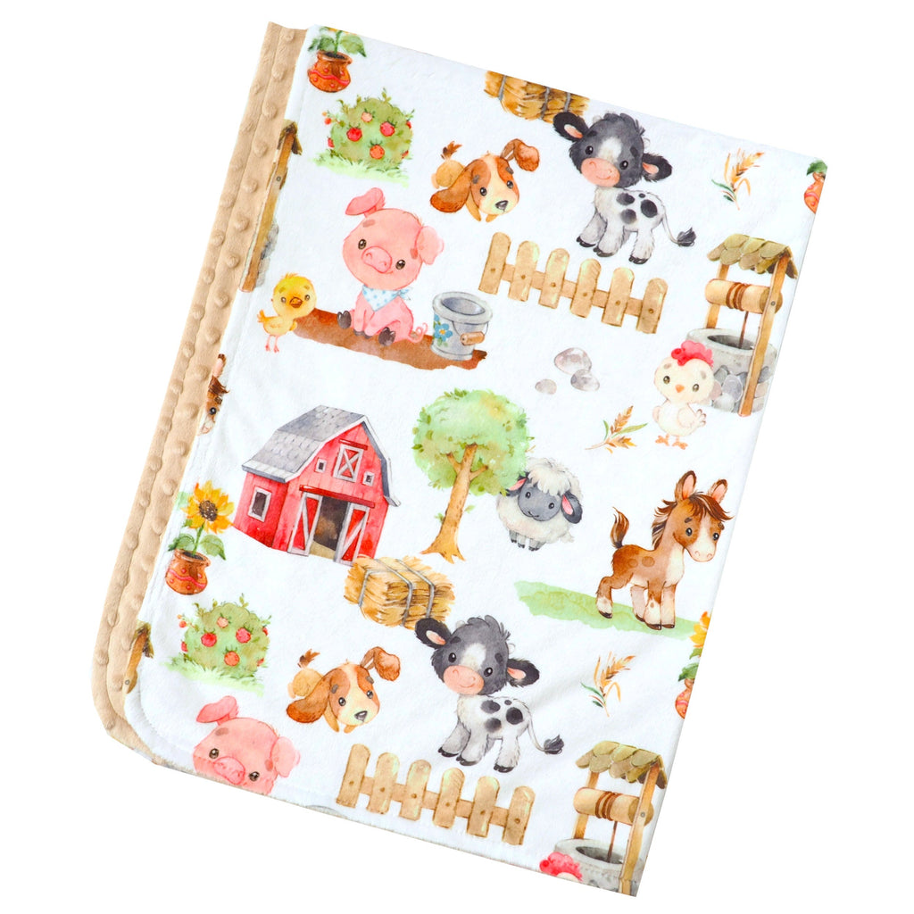 Farm Animals Minky Baby Blanket