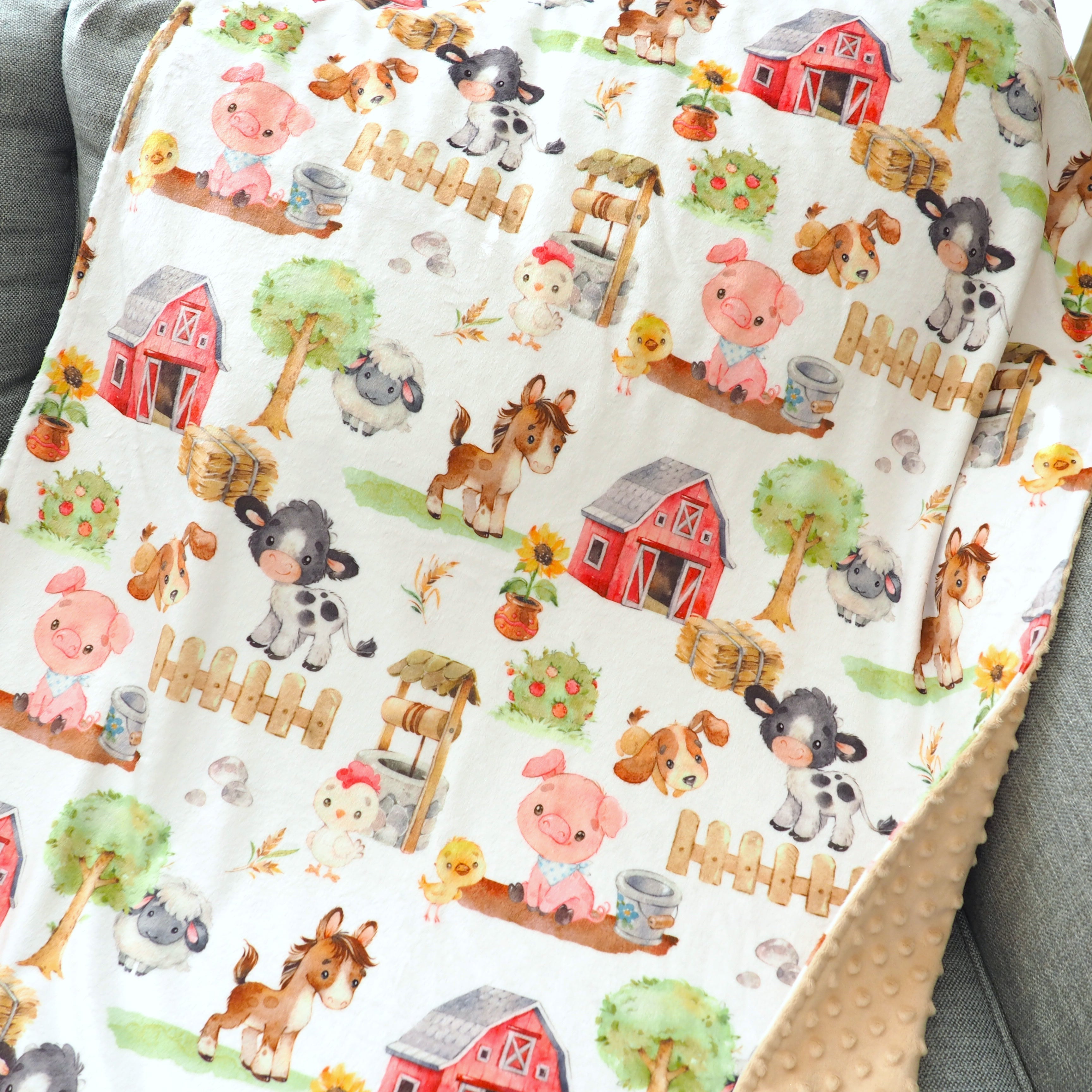 Farm Animals Minky Baby Blanket