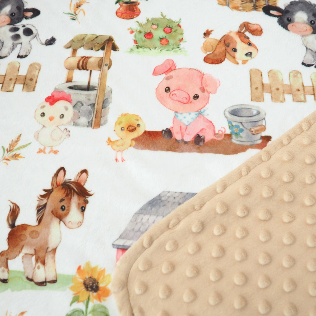 Farm Animals Minky Baby Blanket
