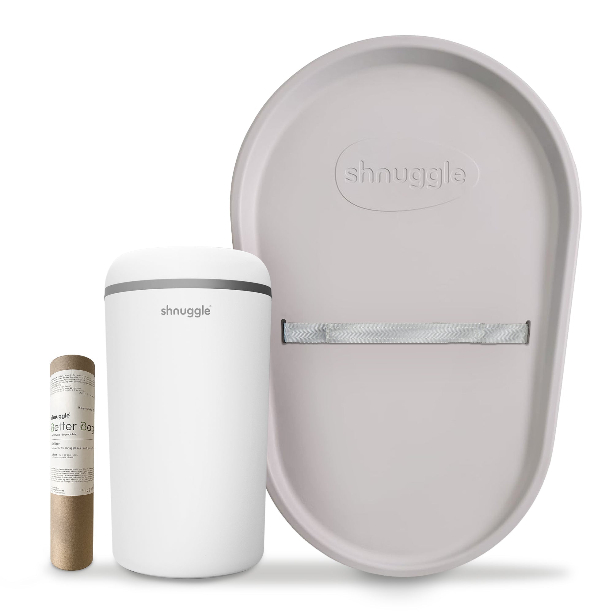 Changing Essentials Kit: Shnuggle Changing Mat + Diaper Pail + Better Bag Liners (90 Day Supply)