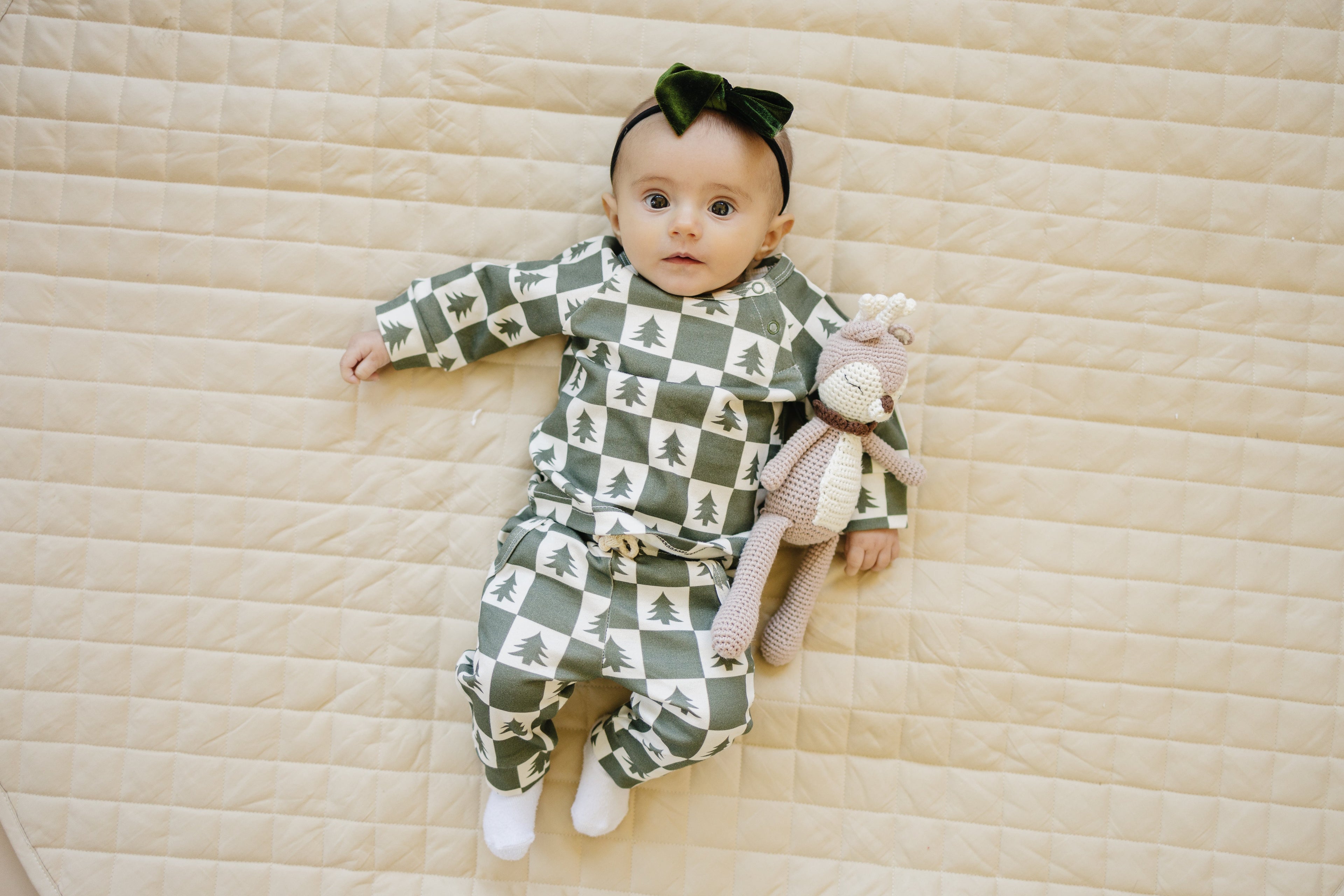 Checkered Christmas Trees Organic Cotton Set