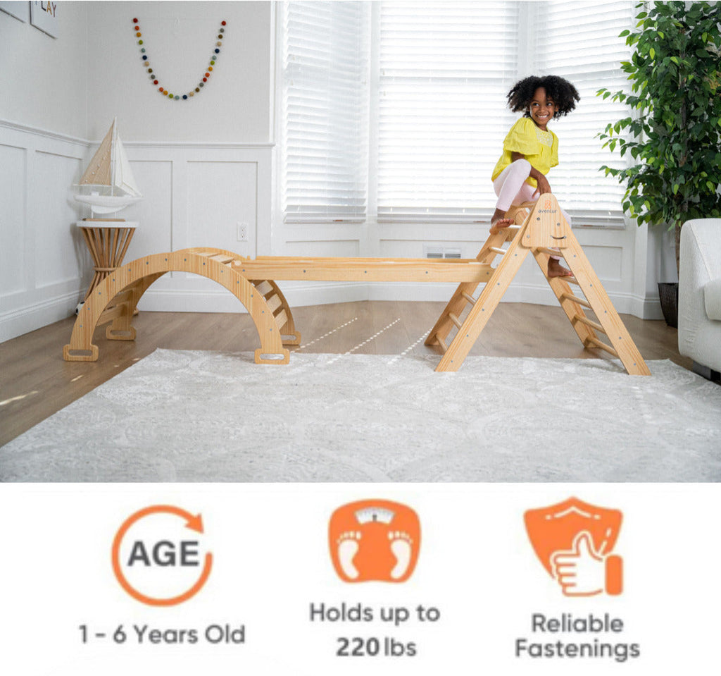 Hazel | Pikler Triangle, Slide & Rocker Set - Natural