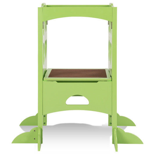 Folding Kids Kitchen Counter Step Stool-Green