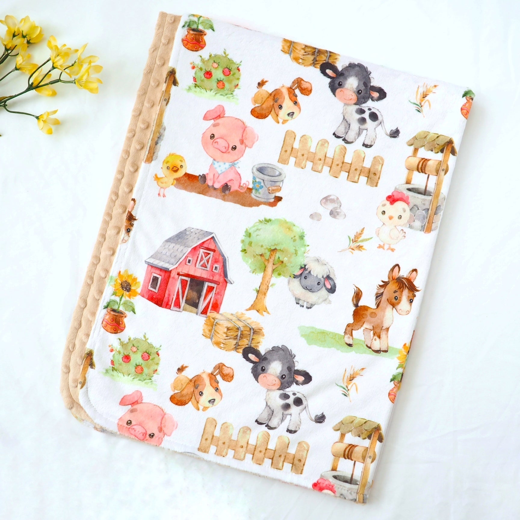 Farm Animals Minky Baby Blanket