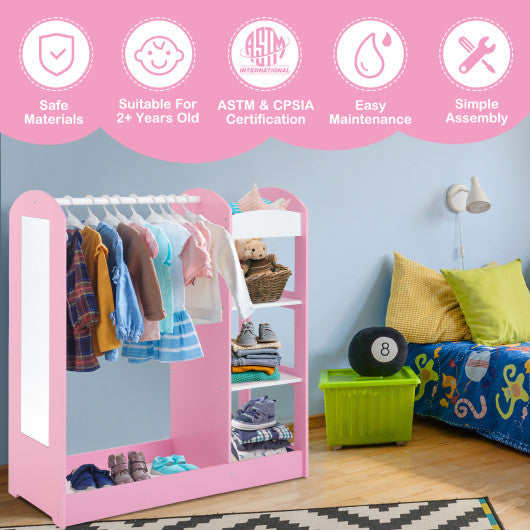 Kids Toddler Dress Up Storage with Mirror